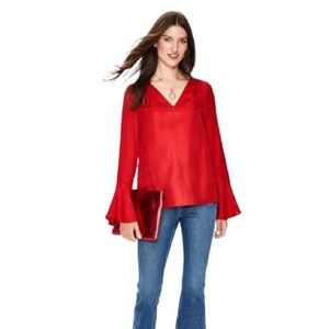 Boden Lucie Top Poinsettia Red Silk Blend Blouse